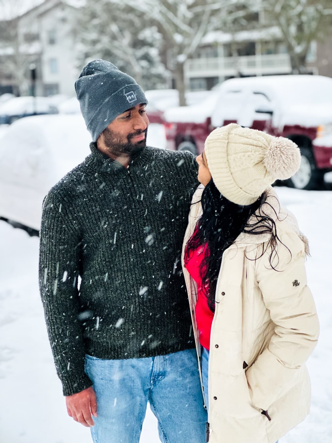 Tejesh & Madhu Padisetti enjoying the snowfall